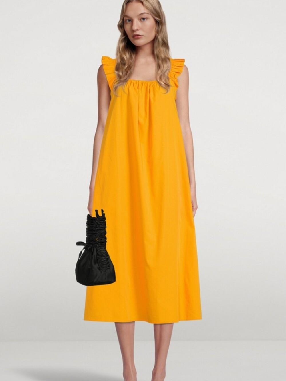 Samsøe Samsøe Gill Dress Radiant Yellow Organic Cotton Ruffle Midi Small